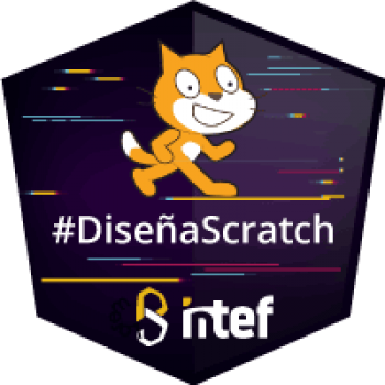 Imagen insignia NOOC " Diseña tu proyecto educativo con Scratch (1ª Edición)" - #DiseñaScratch